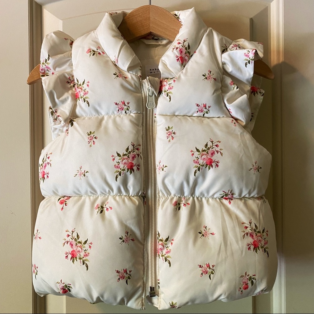 GAP Baby Floral Puff Vest, Jeans